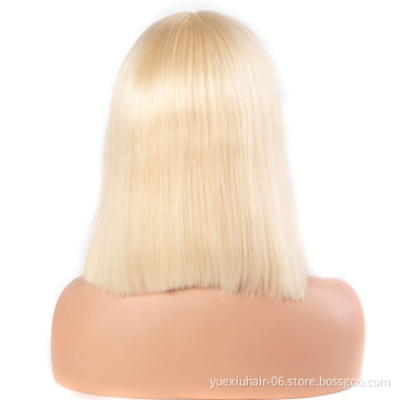 HD 613 Transparent Blonde Human Hair Full Lace Wig,  Half Lace Front Wig Human Hair, Blonde 613 Hd Lace Frontal Bob Wig